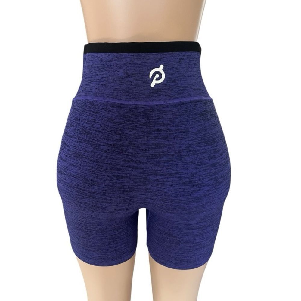 NWT- Peloton Women's Heathered Blue Bike Shorts - Picture 4 of 6